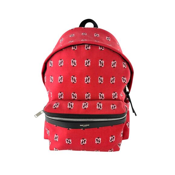 Saint Laurent Paisley City Backpack - Picture 1 of 8